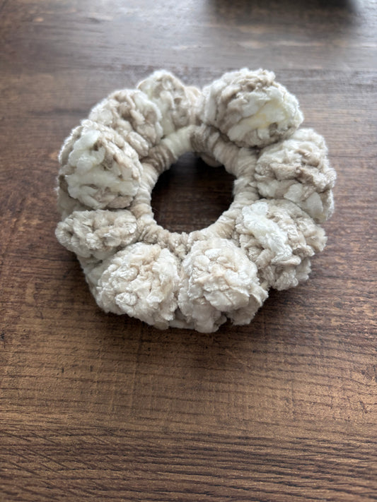 White Multicolored Velvet Scrunchie