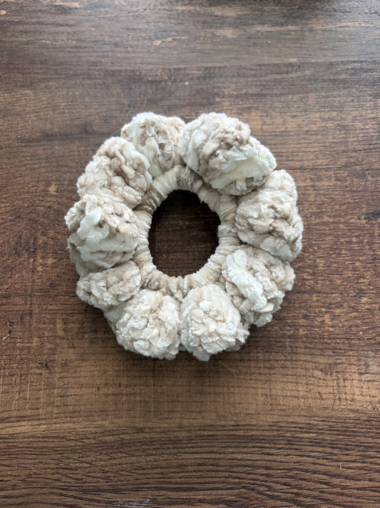 White Multicolored Velvet Scrunchie